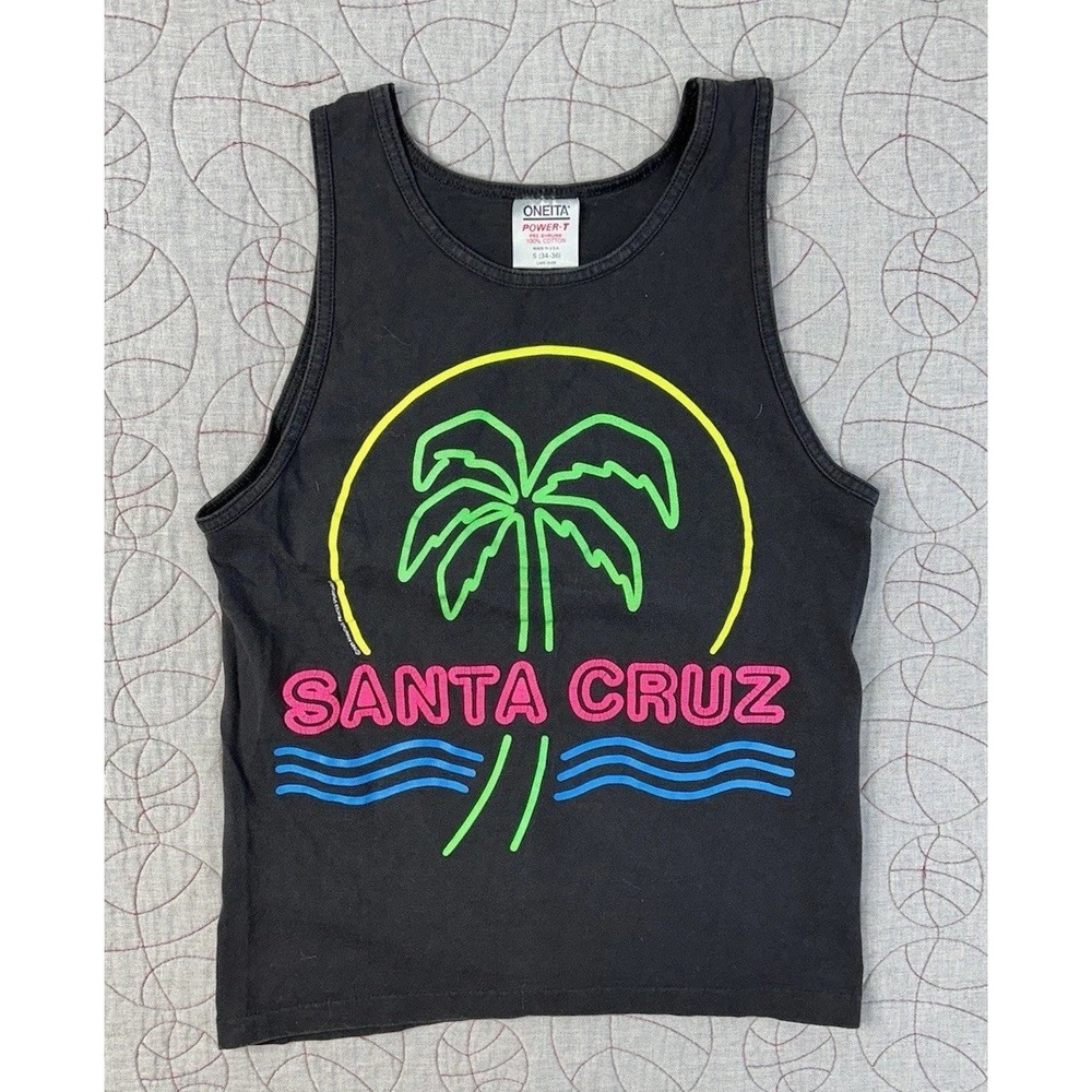 VTG 80s 90s Neon Santa Cruz California Palm Tree Tank Top / Small / Made In USA